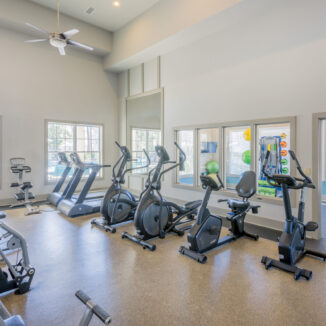 Fitness room with exercise bikes